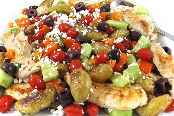 Greek-Style Chicken and Roasted Potatoes, Low Calorie and Bursting with Flavor!