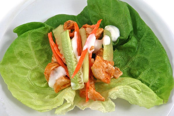 Skinny Buffalo Chicken Lettuce Wraps Spicy Easy So Good | Skinny Kitchen
