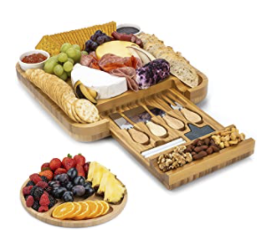SMIRLY Cheese Board and Knife Set - Charcuterie Board | Skinny Kitchen SMIRLY Cheese Board and Knife Set – Charcuterie Board Set, Bamboo Cheese Board Set – Wine, Meat, Cheese Platter – Housewarming Gift for Women, Wedding & Anniversary Gift for Couple, Bridal Shower Gift